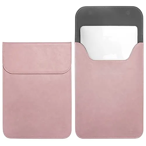 TECOOL Slim 13 Zoll Laptop Hülle Leder, Waterproof Tasche für 13 Zoll MacBook Air M1 M2 M3 2018-2020-2024, 2016-2020 2021 2022 MacBook Pro 13 M1/M2, Sleeve für Surface Pro, Huawei 13, XPS 13-Rosa