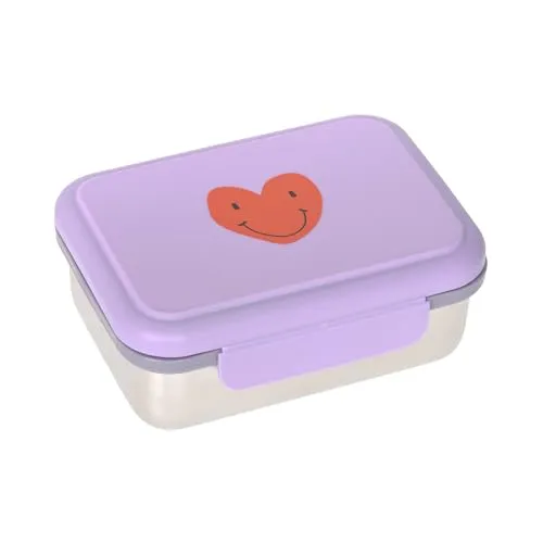 LÄSSIG Lunchbox "Little Gang, Heart lilac" - Thermobehälter aus robustem Edelstahl, ideal für Kindergarten und Schule, hält Snacks frisch und lecker, spülmaschinengeeignet und bruchfest.