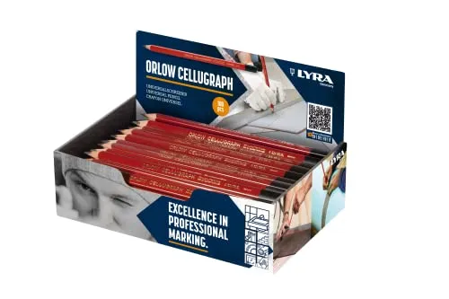 Lyra Orlow Cellugraph Universalschreiber, 24 cm - Profi-Bleistift für glatte Oberflächen - Schreibutensilien - Ideal für satte Markierungen auf Glas, Metall und mehr. Bruchfeste Mine und dreiflächige Form für optimalen Halt und einfache Handhabung.