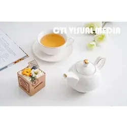 Tassenset Teekanne aus Porzellan Kaffeekanne mit Tasse und Untertasse Fincan Seti weiß