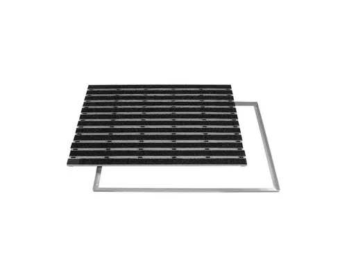 ACO Self® Schuhabstreifer Rips Anthrazit mit Alu Winkelrahmen 60 cm x 40 cm - Tür- & Bodenmatten: Leistungsstarker Schuhabstreifer mit flacher Aufbauhöhe von nur 12mm, ideal für die Aufnahme von Feuchtigkeit und Feinschmutz im Eingangsbereich.