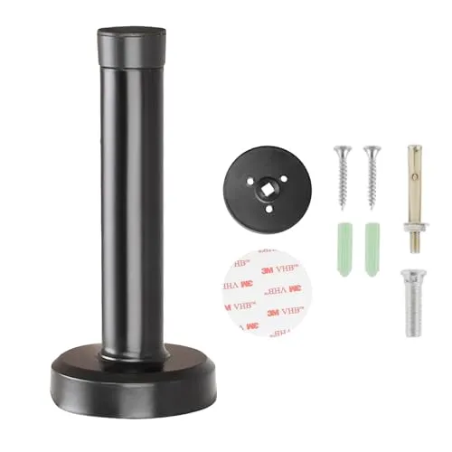 CKLHCFF Edelstahl Türstopper, Stainless Steel Door Stopper, Wandtürstopper, mit Gummipuffern Boden Türkeil Boden Buffer für Alle Hartböden Wand zum Schutz von Türen Und Fenster (Schwarz, 8cm/3.15in)