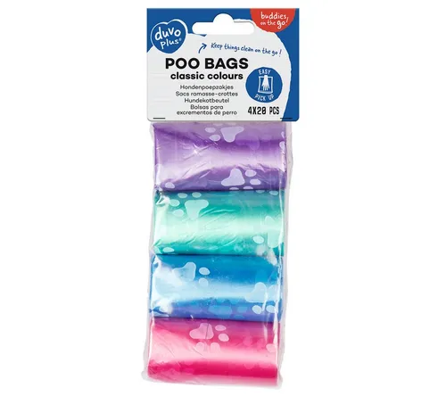 DUVO+ Gassibeutel Duvoplus Hundekotbeutel classic colour 4 x 20 Stück Muster: Pfoten