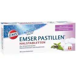 Emser Pastillen mit Salbei zuckerfrei - Zuckerfreie Arzneimittel mit Salbeiextrakt zur Linderung von Halsschmerzen, ideal für zuckerbewusste Verbraucher.