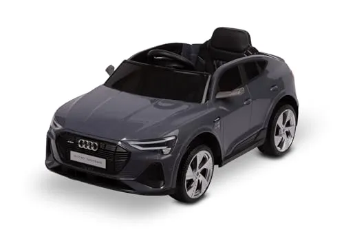 CARETERO - Kinder Elektroauto - Kinderauto Elektrisch mit Fernbedienung - Kinder Auto ab 3, Audi-Optik E-Tron Sportback - Lizenziertes Aufsitzauto mit Kindersicherung und interaktivem Lenkrad - Grau