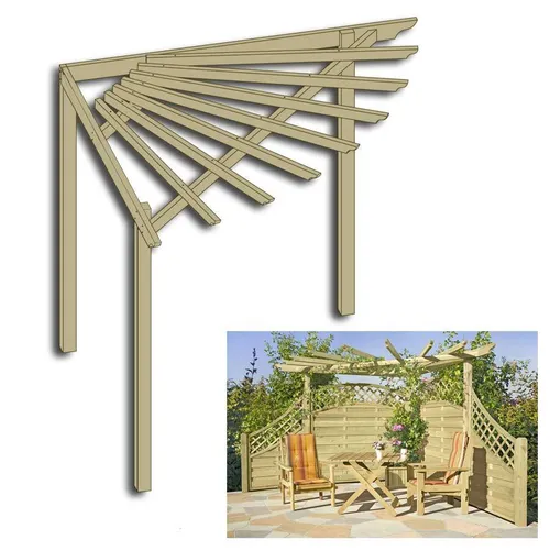 Eckpergola 240 x 240 x 220 cm - Holz Pergola für Terrasse und Gartenecke, kesseldruckimprägniert, ideal für Selbstmontage