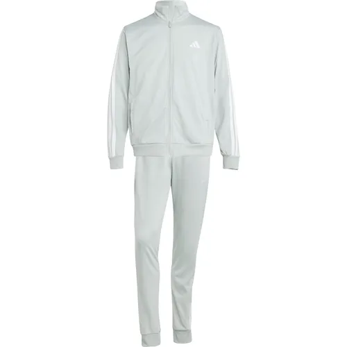 adidas Herren SPORTSWEAR BASIC 3 STRIPES TRICOT TRACKSUIT - Trainingsbekleidung aus 100% recyceltem Polyester, regulärer Schnitt für optimalen Komfort, mit praktischen Taschen und elastischem Bund für eine perfekte Passform.