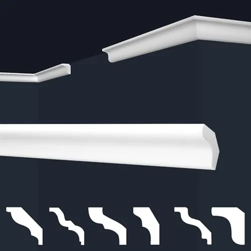 MARBET DESIGN Stuckleisten XPS Styropor weiß - Deckenleisten Zierleisten Eckleisten Dekorbau E-Leisten - (Musterstück E-3)