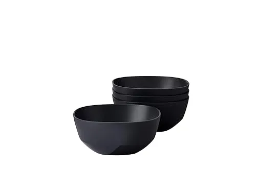Mepal Servierschale Silueta 4 Stück – Nordic Black - Servierschalen aus der Silueta-Linie, spülmaschinen- und mikrowellenfest, ideal für warme Speisen und platzsparend stapelbar. BPA-frei und modernes Design.