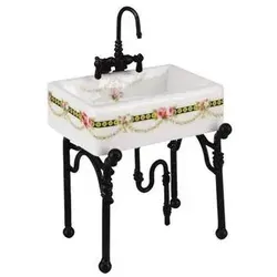 Kleiner Spülstein "Victoria" Miniatur - Puppenhäuser, hochwertiger Miniatur-Spülstein mit feinem Porzellanwaschbecken und detailgetreuem Design – ein echtes Sammlerstück!