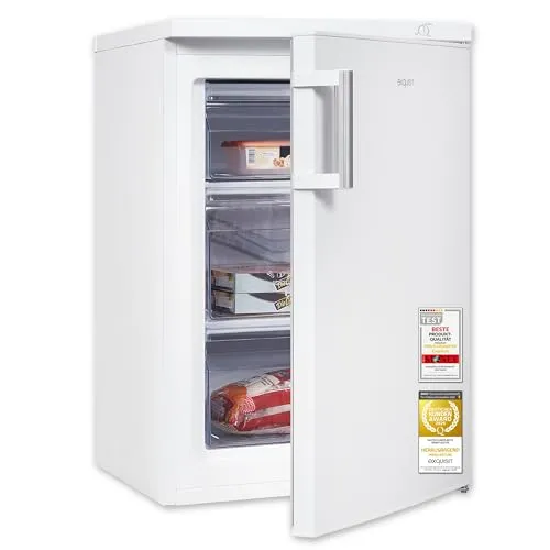 Exquisit Gefrierschrank GS581-H-010D - Kompakter 4-Sterne-Tiefkühlschrank - Tiefkühler mit 85 Litern Fassungsvermögen, ideal für kleine Haushalte. Leiser Betrieb mit nur 40 dB, 3 praktische Schubladen und wechselbarer Türanschlag für flexible Platzierung.