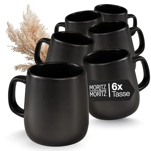 Moritz & Moritz VIDA Kaffeebecher 6er Set – Elegante Porzellantassen - Das 6-teilige Kaffeebecher Set von Moritz & Moritz bietet mit 380 ml Fassungsvermögen stilvolle Eleganz für jeden Anlass. Die spülmaschinengeeigneten Tassen sind robust und ideal für Zuhause, Büro oder Gastronomie.