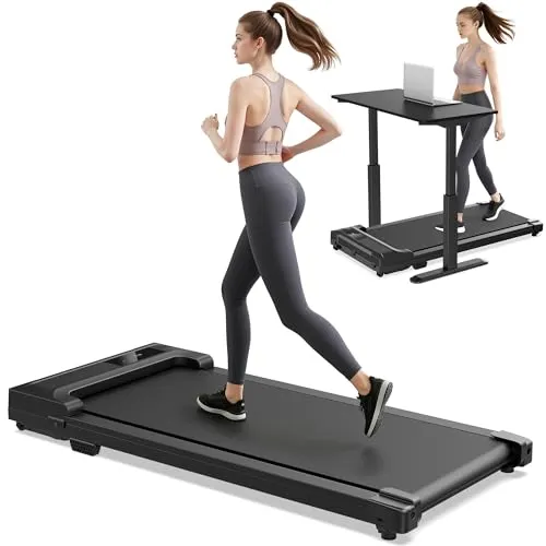 Walking Pad Laufband für Zuhause - Home Office Laufbänder Under Desk Schreibtisch Laufpad Leise Tragbares Kompakte Gehband Klein Mini Treadmill LED-Anzeige Tretmühle Remote Control