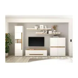 Wohnwand   ¦ weiß ¦ Maße (cm): B: 350 H: 197