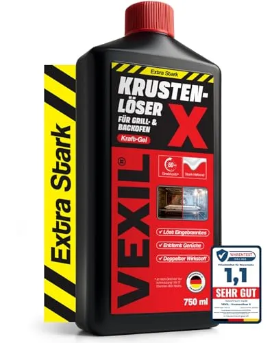 VEXIL Backofenreiniger EXTRA STARK – Effektives Haftgel gegen Eingebranntes - Doppelter Wirkstoff für gründliche Reinigung von Backöfen, Grills und Herdplatten. Das hochkonzentrierte Haftgel wirkt auch an senkrechten Flächen und entfernt hartnäckige Verkrustungen mühelos. Made in Germany.