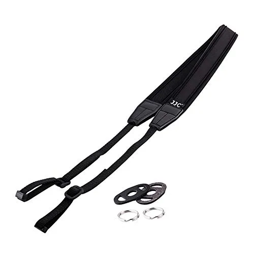 JJC Neoprene Kamera Tragegurt Umhängeband Kameragurt für Sony ZV-1F ZV-E10 A6000 Fuji X-HALF X-T5 X-T50 X-T30II X-M5 X100VI X100V EOS M6II R7 R10 G7X G5X OM-D E-M10 Kamera Schwarz