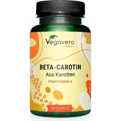Vegavero Beta Carotin | 180 Kapseln | mit 7 mg Beta Carotin pro Kapsel aus 140 mg Karotten-Extrakt | vegan