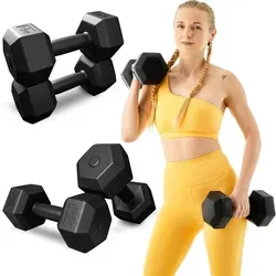 TREX SPORT Kurzhanteln Hanteln Set 2x4kg TX-004CD | Kunststoff Hexagon Dumbbell für Krafttraining | sechseckige Anti-Roll Form, ergonomischer Griff - Schwarz