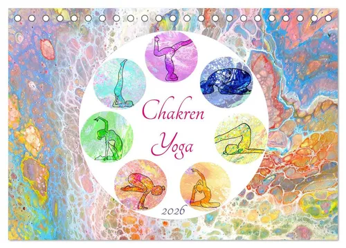 CALVENDO Wandkalender Chakren Yoga (Tischkalender 2026 DIN A5 quer), CALVENDO Monatskalender