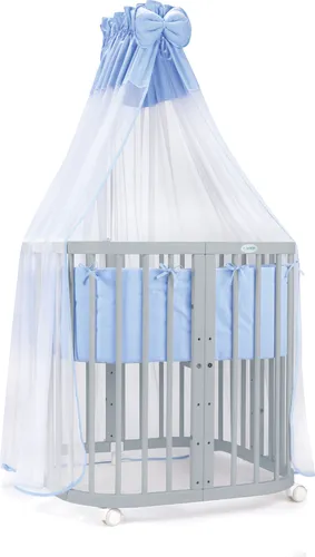 Waldin Babybett 7in1 aus Holz mit Matratze – Mitwachsendes Babybett - Vielseitiges Babybett aus Buchenholz, 7 Kombinationen für jedes Alter! Mit 5-fach verstellbarer Bodenhöhe und 3-teiliger Matratze. Ideal als Beistellbett oder Laufstall, wächst mit Ihrem Kind mit!