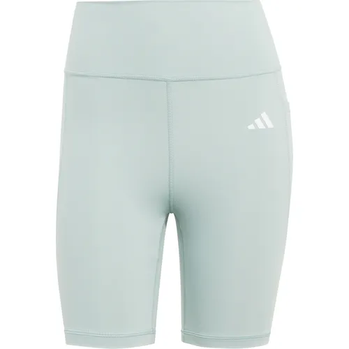 adidas Women's Optime Essentials Stash Pocket 7inch Short Leggings, Wonder Sage, XS - Eng anliegende 7-Zoll-Leggings mit hoher Taille und praktischer Oberschenkeltasche. Hergestellt aus recyceltem Polyester für ein angenehmes Tragegefühl und feuchtigkeitsregulierend. Ideal für sportliche Aktivitäten.