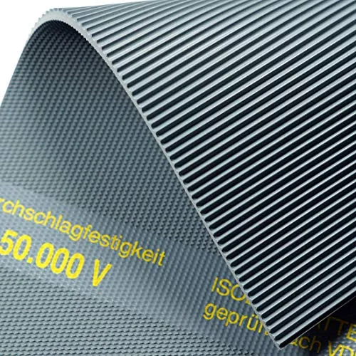 Isoliermatte 50.000 Volt, 4,5mm - Hochwertiger Gummibodenbelag - Gummibodenbelag mit 4,5 mm Materialstärke und Durchschlagfestigkeit von 50.000 Volt, ideal für Sicherheit am Arbeitsplatz.