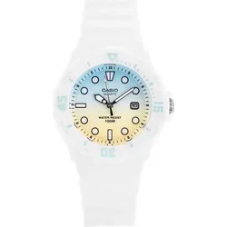 Casio Frauenwache LRW-200H 2E2VDR - Gelb/Weiß/Hellblau - Sportliche Casio Uhr mit Quarzwerk, fluoreszierendem Zifferblatt und wasserdicht bis 10 BAR – ideal für den Alltag und Freizeitaktivitäten.