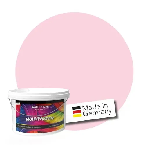 WALLCOVER hochwertige Wandfarbe für Innen | Rosa Pastell | 2.5L für 20m² | Hochdeckende Innenfarbe (Klasse 1) in Bonbonrosa Matt | Profi Qualität aus Deutschland