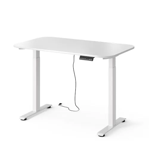 Vicco elektrischer Schreibtisch Elevate, höhenverstellbar, 120 x 70 cm, Weiß - Höhenverstellbarer elektrischer Schreibtisch mit 2 Motoren für flexibles Arbeiten. Integrierte USB-Anschlüsse und Memory-Funktion für optimale Ergonomie und Komfort.