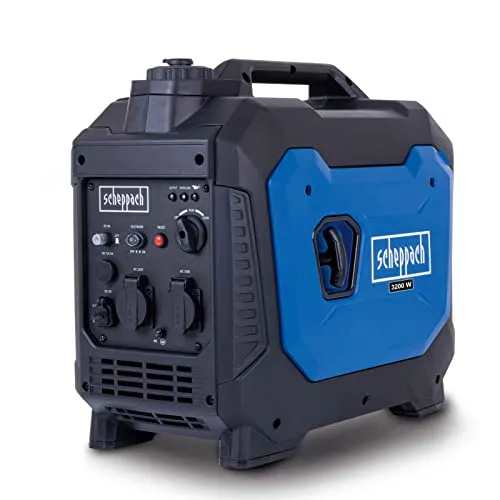 Scheppach Inverter Benzin Stromerzeuger SG3500i - 3500W Notstromaggregat mit Invertertechnik, ideal für sensible Elektronik und ausgestattet mit 2x230V und 2xUSB-Anschlüssen