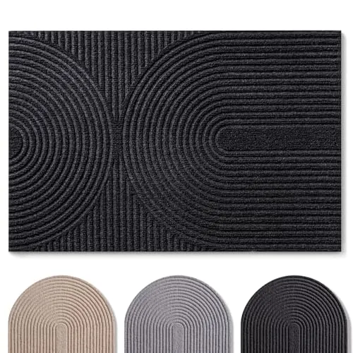 Blumtal rutschfeste Fußmatte 120x70 cm - Langlebige Schmutzfangmatte aus Polyester in elegantem anthrazit mit Wellenmotiv, ideal für Innen- und Außenbereich.