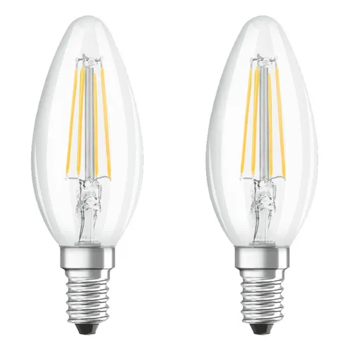 Osram LED Filament Kerzen 4W = 40W E14 klar Glas 470lm neutralweiß 4000K 2 x