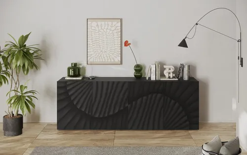 INOSIGN Snake Sideboard 241 cm, moderne Kommode mit 4 Türen - Kommode in Anthrazit mit einzigartigem Siebdruck, bietet viel Stauraum und sorgt für einen modernen Akzent in Ihrem Zuhause.