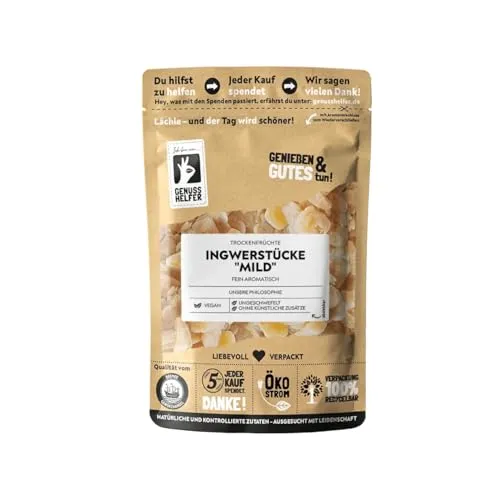 Bremer Gewürzhandel Ingwerstücke mild, kandiert, mild im Geschmack, leckerer Snack, 3 x 200g