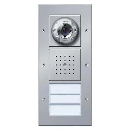 Gira 127065 Türstation Video AP 3fach - Türkommunikations-Systeme mit integrierter Farbkamera und Türlautsprecher für sichere Kommunikation. Ideal für einfache Installation in Aluminium-Design.