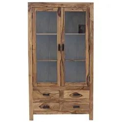 Vitrine Rami 100x180x45 aus indischem Sheesham-Massivholz