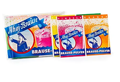 Frigeo Ahoj-Brause Pulver - Prickelndes Getränkepulver in 4 Geschmacksrichtungen - Genießen Sie das spritzig-säuerliche Erlebnis der Ahoj-Brause. Einfach in Wasser auflösen und genießen. Ideal für jede Feier oder als erfrischender Snack zwischendurch. Fettfrei und voller Geschmack!