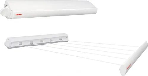 LEIFHEIT Wandwäschetrockner Rollfix 210 Longline – platzsparend und vielseitig - Wäscheständer mit 21 Metern Trockenlänge, ideal für kleine Räume und Balkon, einfach zu bedienen und platzsparend zusammenklappbar.