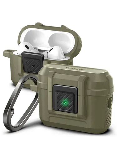 Spigen Lock Fit Airpods Pro 1/2 Vintage Khaki - Stylische Kopfhörer Hülle - Audio-Zubehör mit robustem Design, schützt Ihre Airpods Pro stilvoll und langlebig.