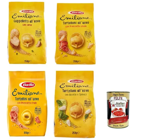 Barilla Pasta Le Emiliane Eiernudeln Eier gefüllte Nudeln 4x250g+Polpa 400g