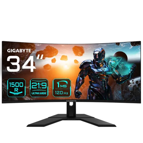 GIGABYTE GS34WQC 34 Zoll QHD Gaming Monitor - 1 ms Reaktionszeit, 120 Hz (OC 135Hz) für flüssiges Gameplay und beeindruckende Bildqualität