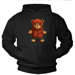 MAKAYA Kapuzenpullover Teddybär Herren - Kuschliger Kapuzenpullover aus 80% Baumwolle und 20% Polyester, ideal für den Alltag. Pflegeleicht und mit Kängurutasche, sorgt er für Komfort und Stil.