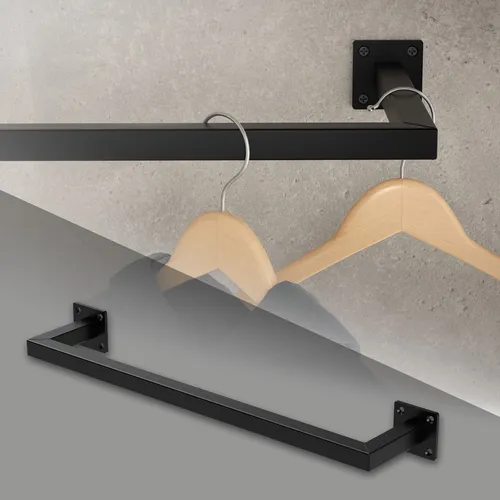 ML-DESIGN Kleiderstange Wandgarderobe Rechteck aus Stahl - Kleiderwagen aus robustem Stahl, pulverbeschichtet in elegantem Schwarz – ideal für platzsparendes Aufhängen und stilvolle Ordnung in jedem Raum.
