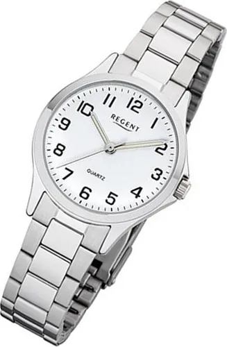 Regent Damen Armbanduhr Quarzuhrwerk - Elegant und Wasserdicht - Damen Armbanduhr mit präzisem Quarzwerk, rundem 29mm Gehäuse aus Metall und silbernem Armband. Wasserdicht bis 5 bar, ideal für jeden Anlass.