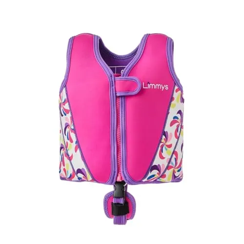 Limmys Premium Kinder-Schwimmweste – Moderne Kinder-Schwimmweste für Mädchen, Jungen und Kleinkinder – inklusive Aufbewahrungstasche (Windmühle rosa, mittel)