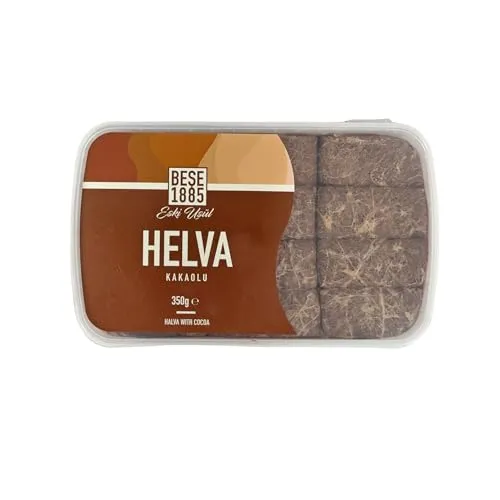 Tradition seit 1885 – Köstliche Halva aus der Türkei, 350 g – Tahin-Halva – 52% Sesampaste – Glutenfrei – Ohne Glukosesirup, Palmöl & künstliche Süßstoffe – Halwa (Kakao)