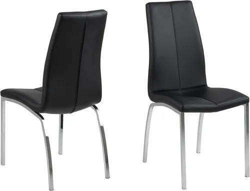 Esszimmerstuhl ACTONA GROUP "Alois" in Schwarz - Stühle mit eleganter Lederoptik und hoher Rückenlehne, pflegeleicht und ideal für stilvolle Esszimmer.