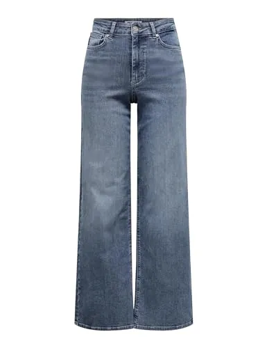 ONLY Onlmadison Blush Hw Wide DNM Tai853 Noos Jeans - Jeans für Jugendliche mit weitem Beinschnitt, Gürtelschlaufen und hoher Taille für einen trendigen Look.