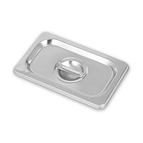 vertes GN Deckel 1/9 Gastro Norm Gastronorm (Edelstahl, Hygienisch, Rostfrei, Kratzfest, Temperaturbeständig von -40° bis +300°C, mit Griff, für Bain Marie und Vielseitigen Einsatz in Gastronomie)