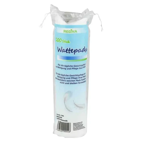 REGINA Wattepads 100% Baumwolle, weich, stabil, nicht fusselnd, 100 Stk je Beute